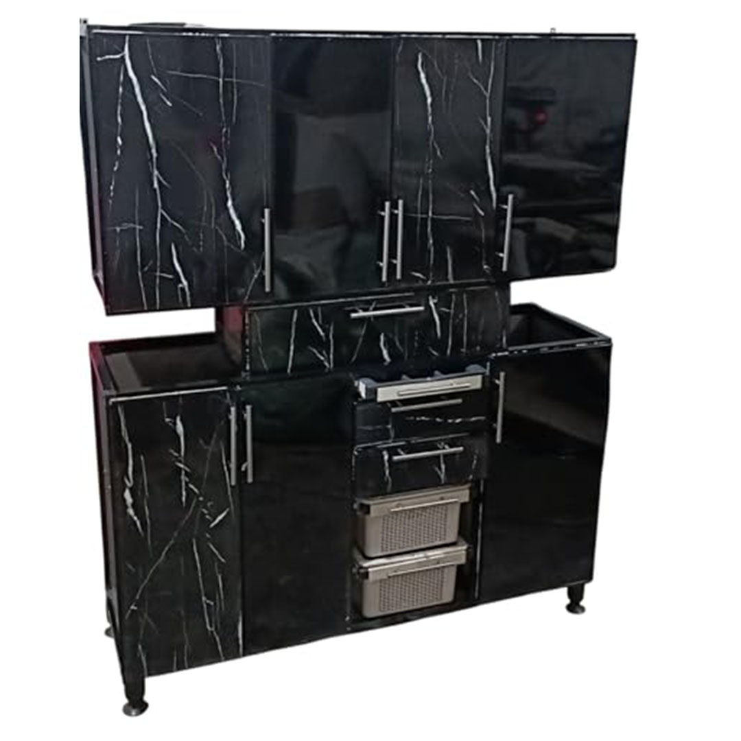 مطبخ بدلف كلادينج ضد الكسر - 160 سم - أسود رخامي