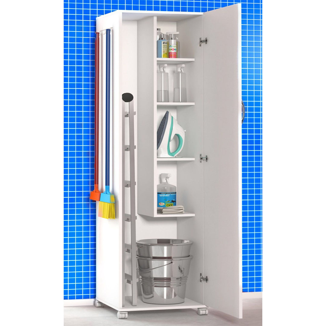 دولاب تخزين جانبي للحمام - أبيض