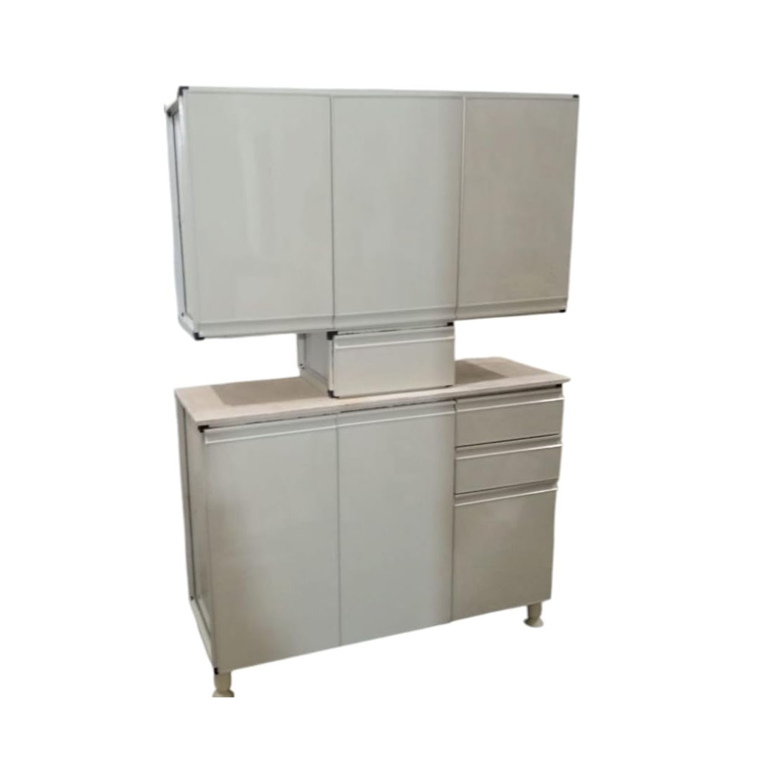 مطبخ ألوميتال - 120 سم - بيج