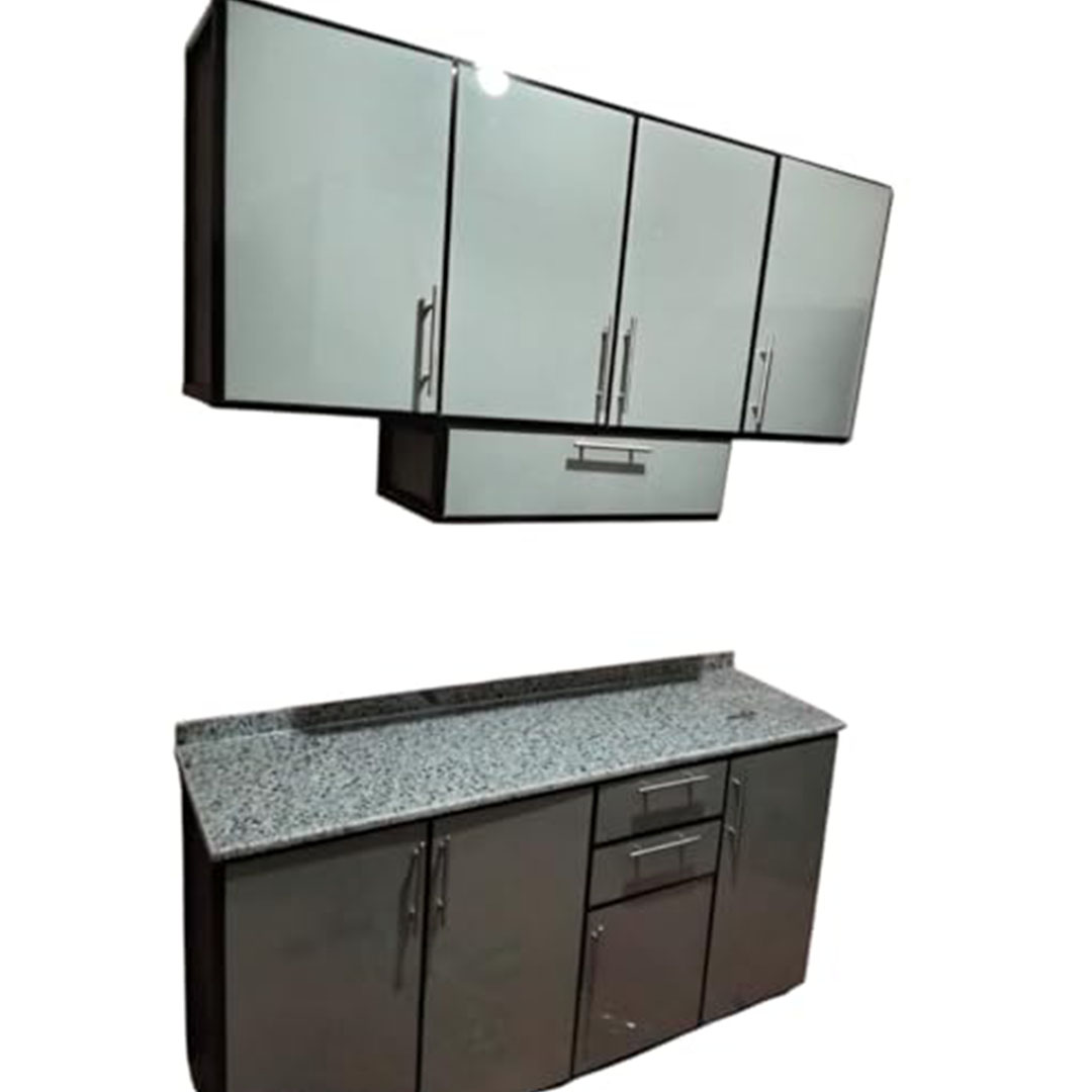 مطبخ ألوميتال قطعتين - 160 سم - رصاصي