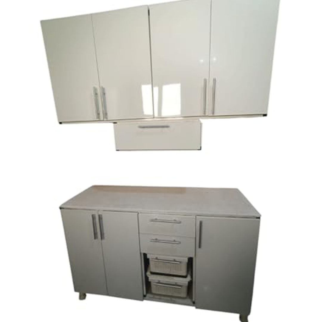 وحدة مطبخ ألوميتال مع 2 تربو - 160 سم - بيج