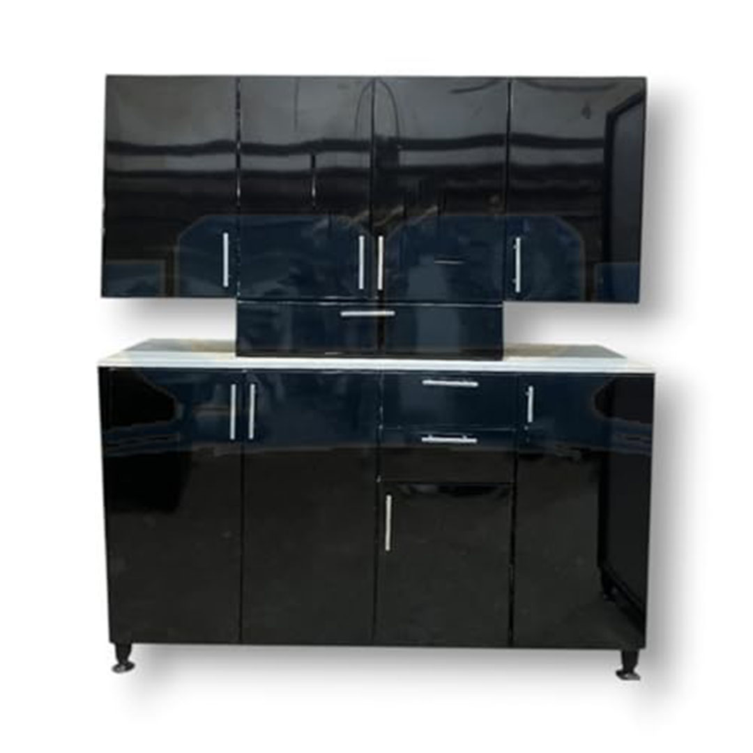 وحدة مطبخ ألوميتال - 160 سم - أسود سادة