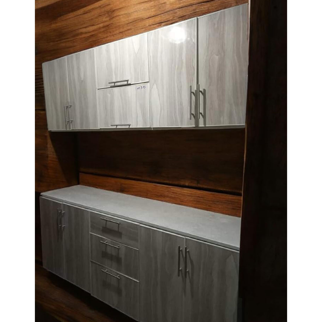 مطبخ ألوميتال - 2 متر - بيج رخامي