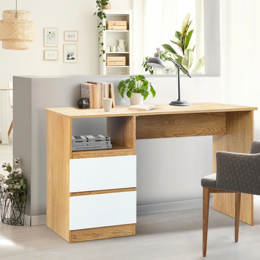 مكتب دراسة وعمل - 120 سم - بيج - Mzsd001