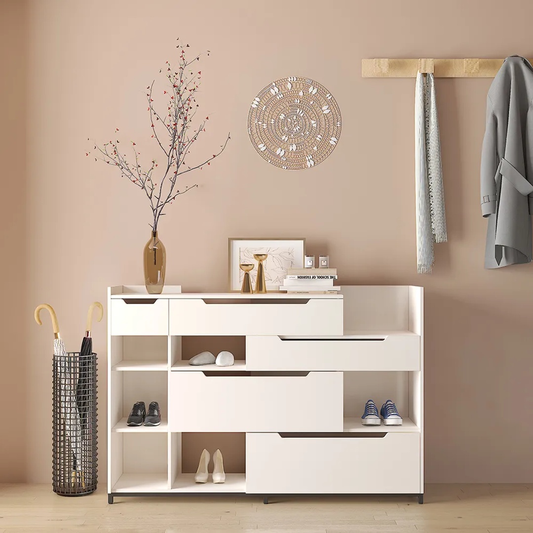 دولاب تخزين الأحذية - 120 سم - أبيض - Mzsr024