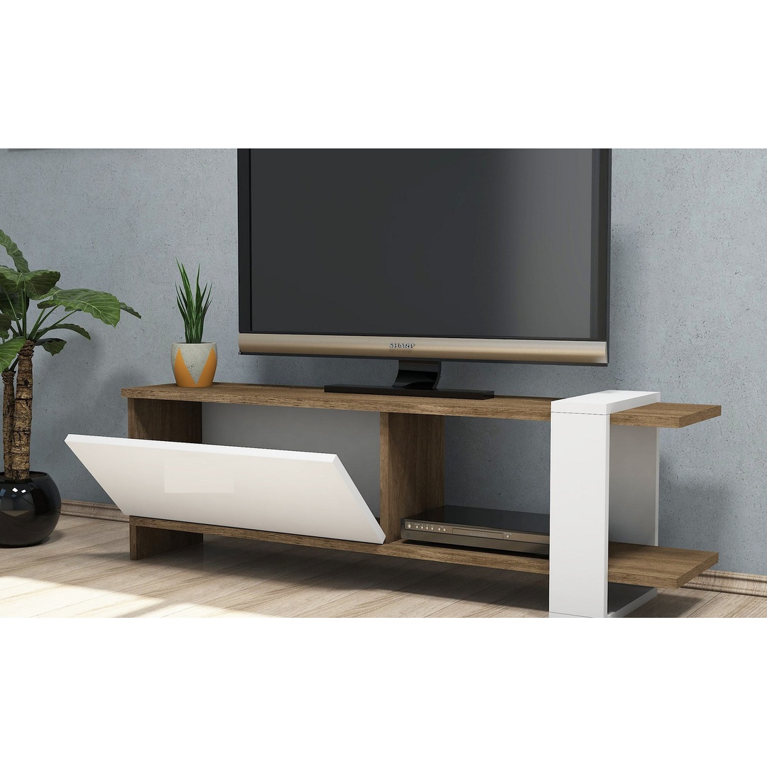 وحدة تلفزيون مودرن - 120 سم - أبيض/بيج - Mztv154