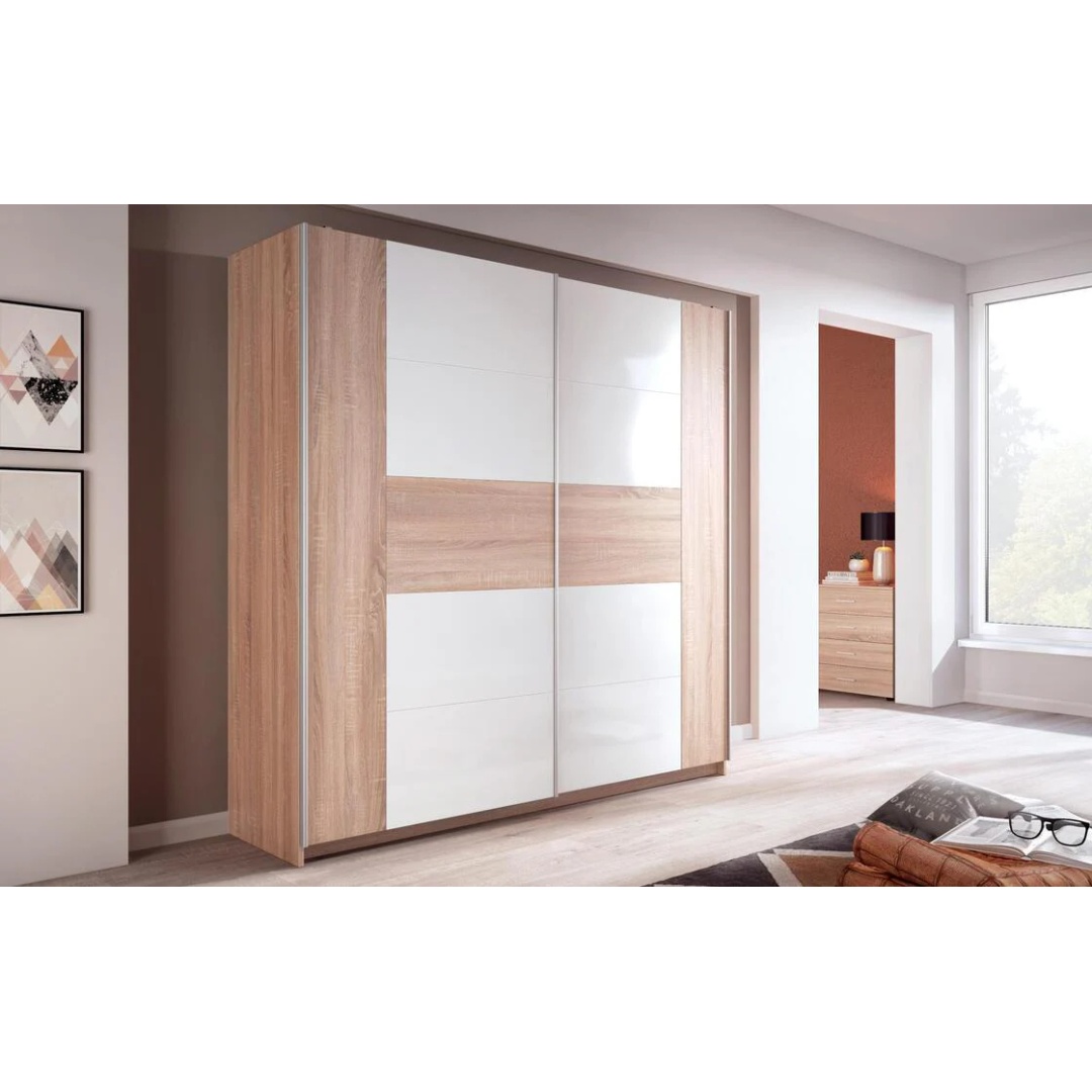 دولاب ملابس كبير باب جرار - 220 سم - بيج - Mzwd001