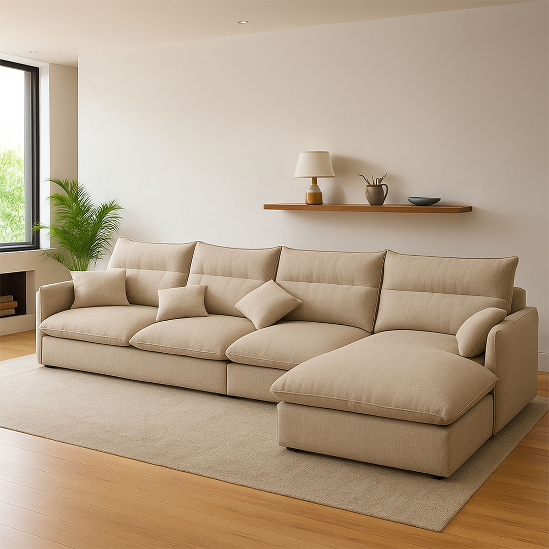 كنبة مودرن مع بوف MZSC050 - بيج