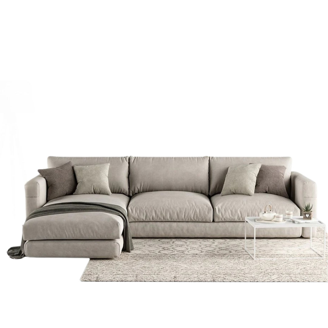 كنبة حرف L مودرن MZSC051 - بيج