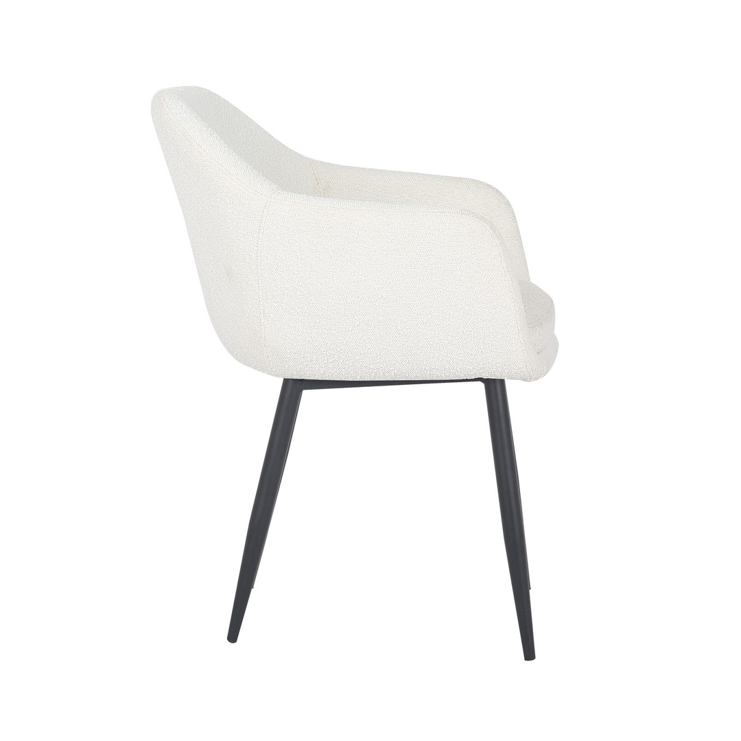 طقم ترابيزة طعام مع 6 كراسي من قماش البوكليه الكريمي - 180 سم - Mzdrs011