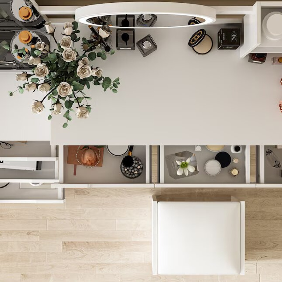 تسريحة صغيرة بمرايا وكرسي - 140 سم - Mzkv010