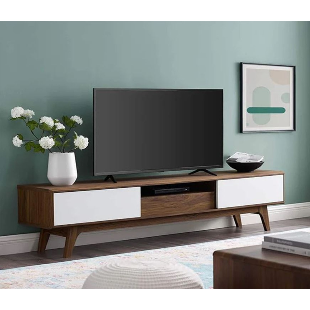 وحدة تلفزيون مودرن - 150 سم - بني/ابيض - Mztv152
