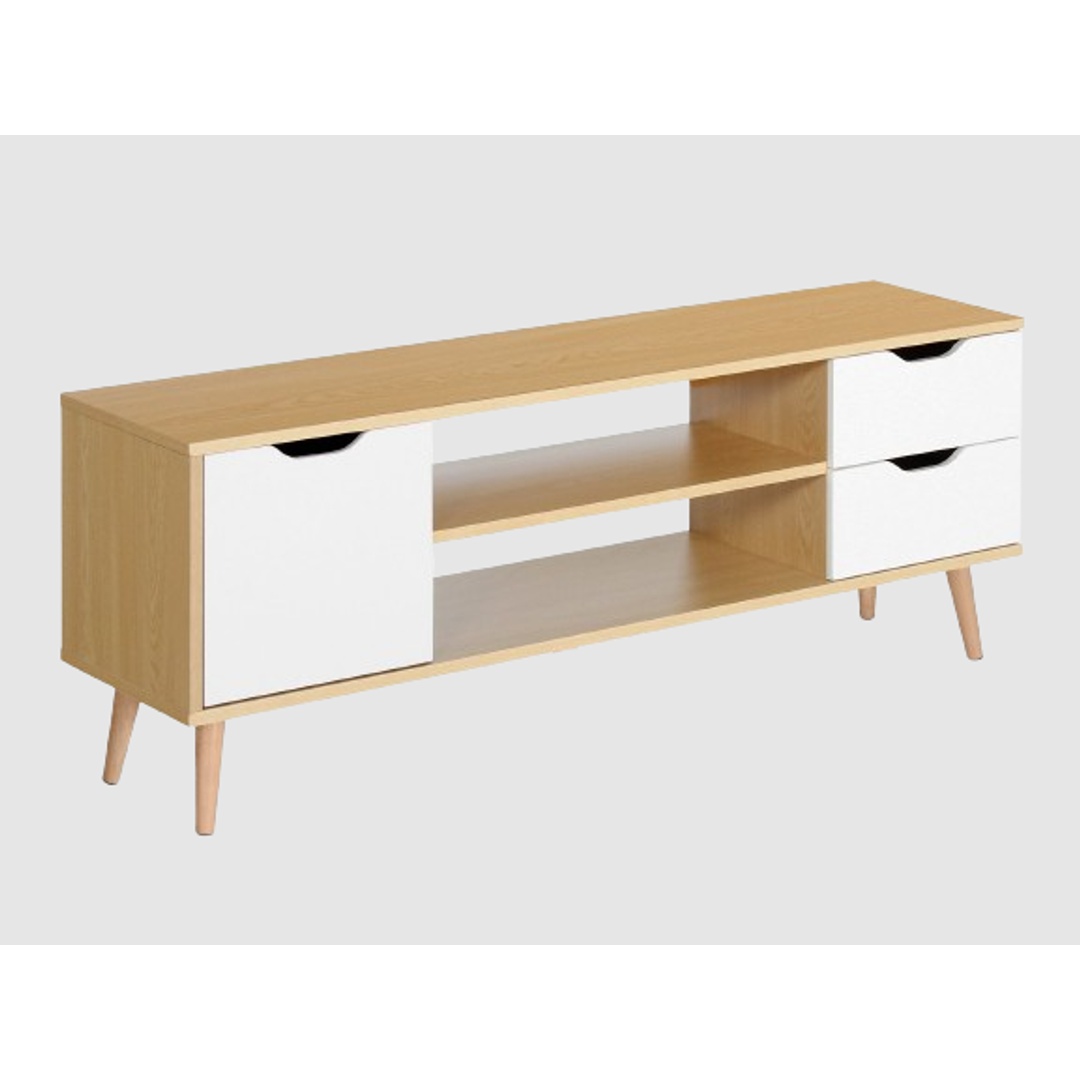 وحدة تلفزيون مودرن مع ادراج - 140 سم - ابيض/بيج - Mztv157