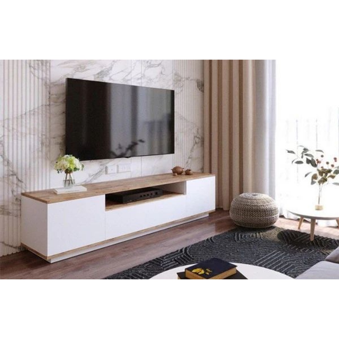 وحدة تلفزيون مودرن - 160 سم - أبيض - Mztv160