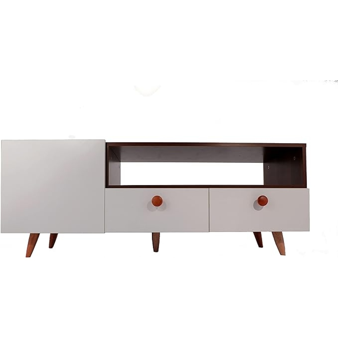 وحدة تلفزيون مودرن - 120 سم - أبيض/بيج - Mztv167