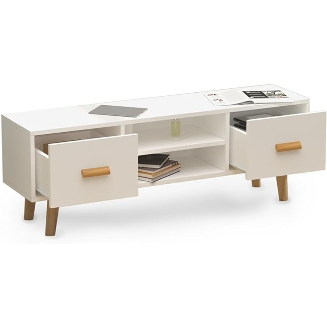 وحدة تلفزيون مودرن بأرجل - 120 سم - أبيض - Mztv209