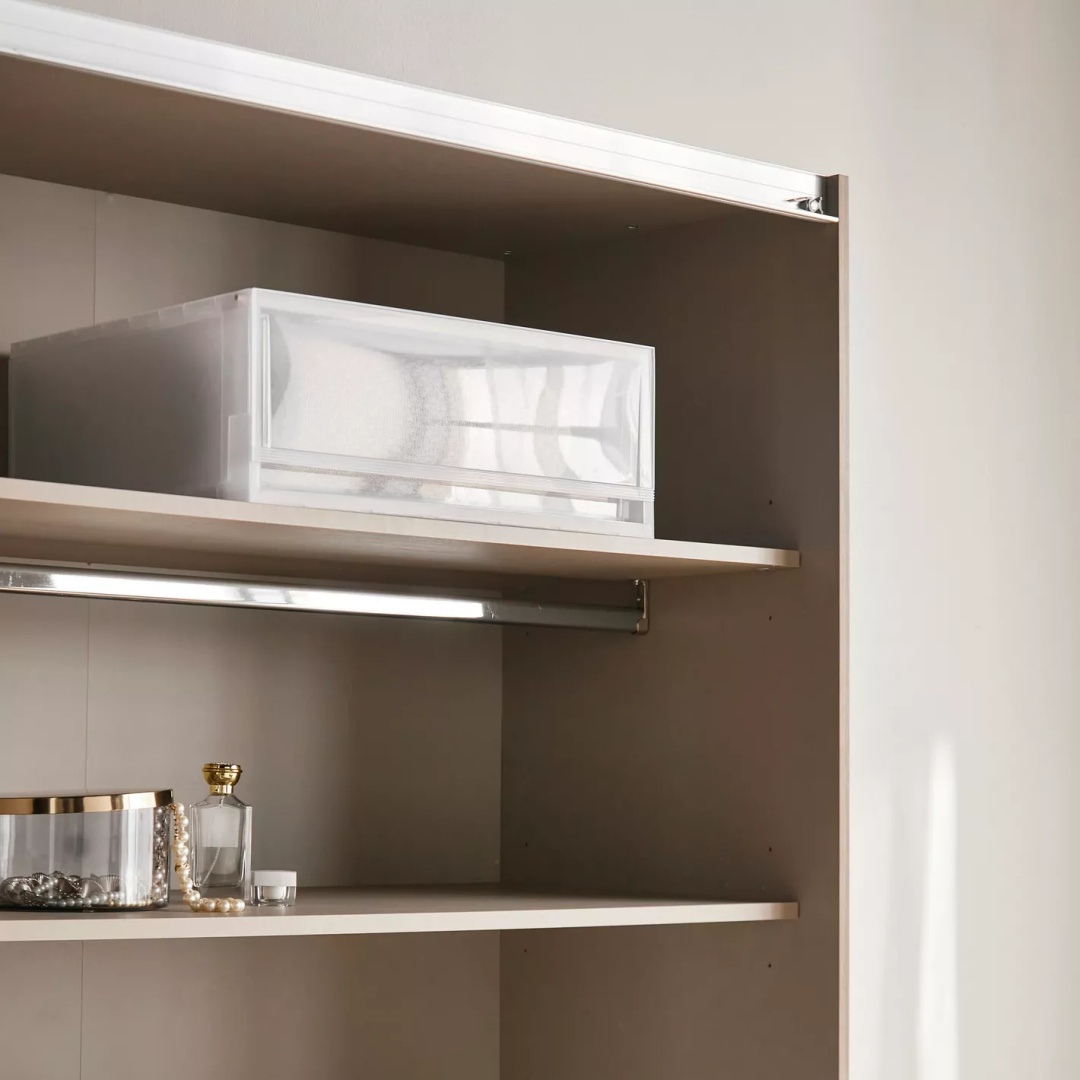 دولاب ملابس كبير باب جرار - 220 سم - بني - Mzwd005