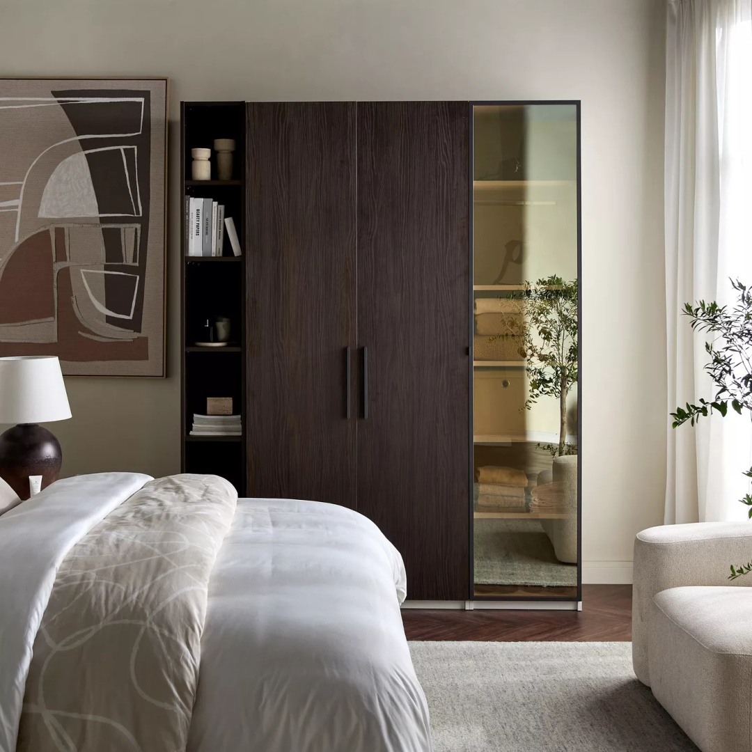 دولاب ملابس بثلاثة أبواب ومكتبة - 200*150 سم - Mzwd016