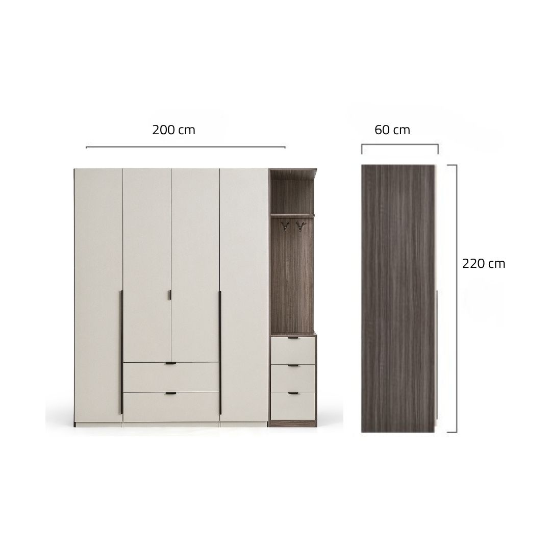 دولاب ملابس خشب Mdf - أبيض - 200*220 سم