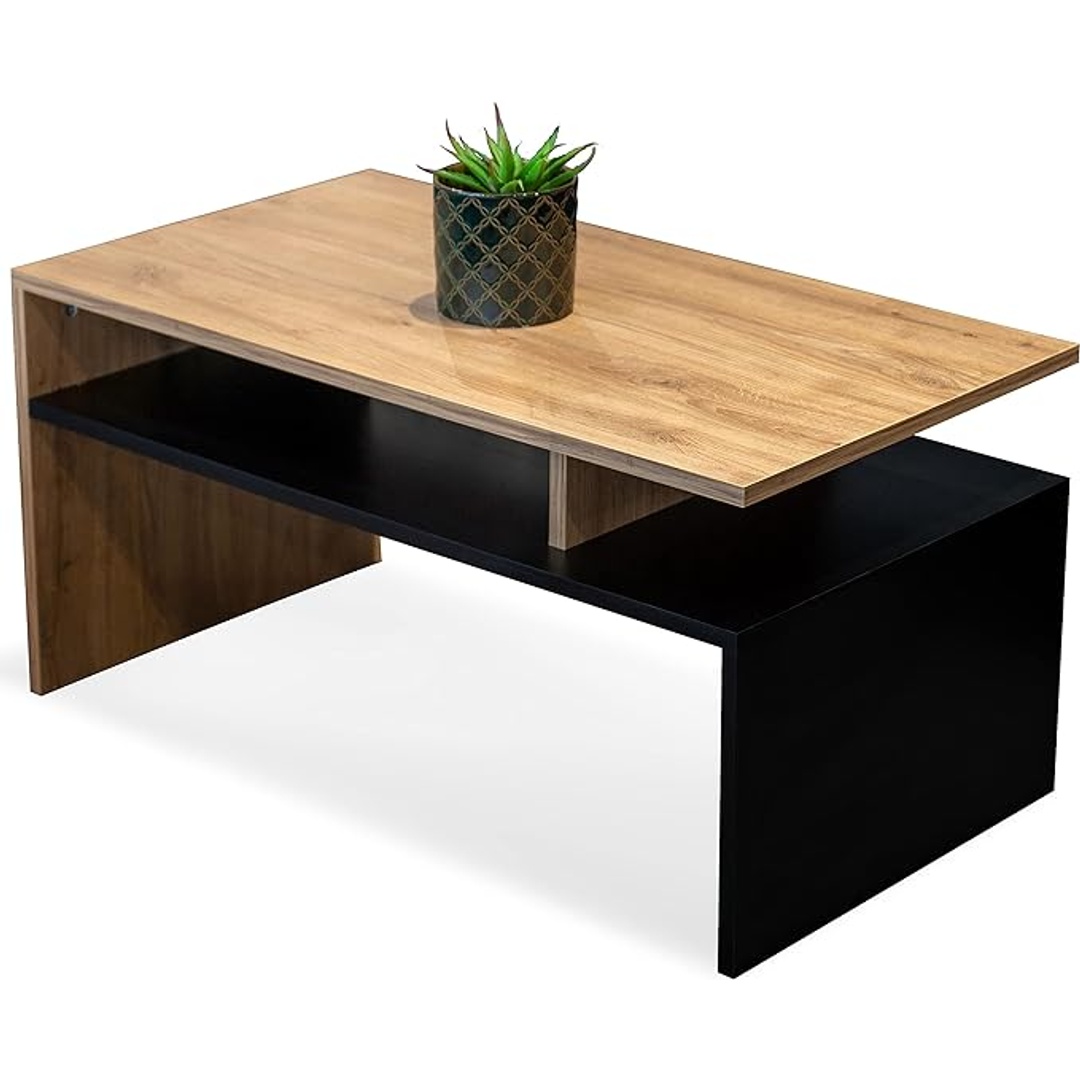 ترابيزة قهوة لامعة - 90 سم - أسود - MZCT002