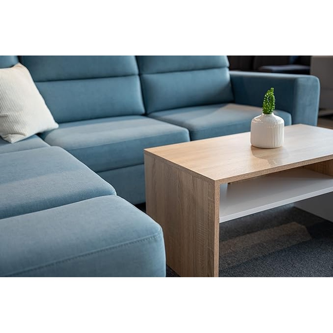 ترابيزة قهوة لامعة - 90 سم - بيج/أبيض - MZCT003