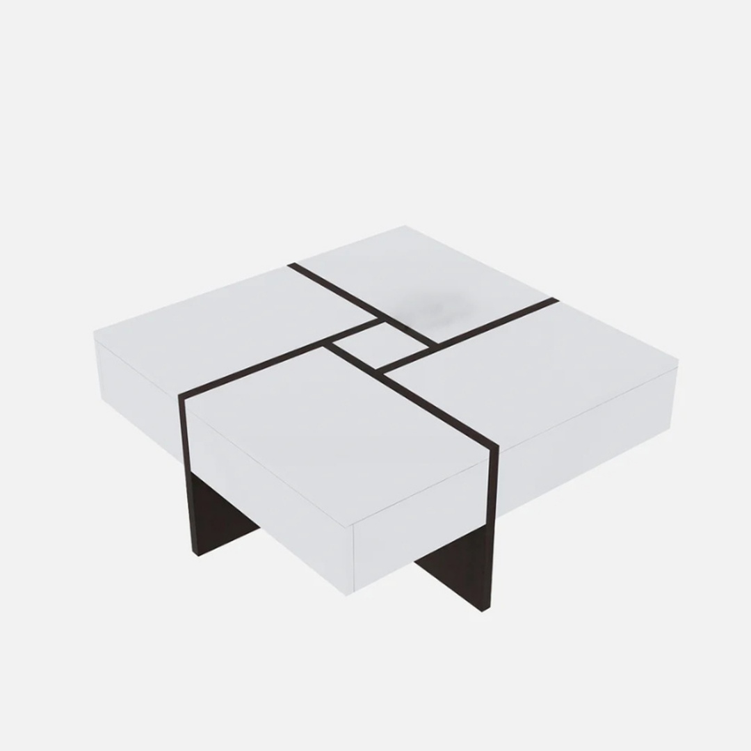 ترابيزة قهوة عصرية - 90 سم - أبيض/بني - Mzct055