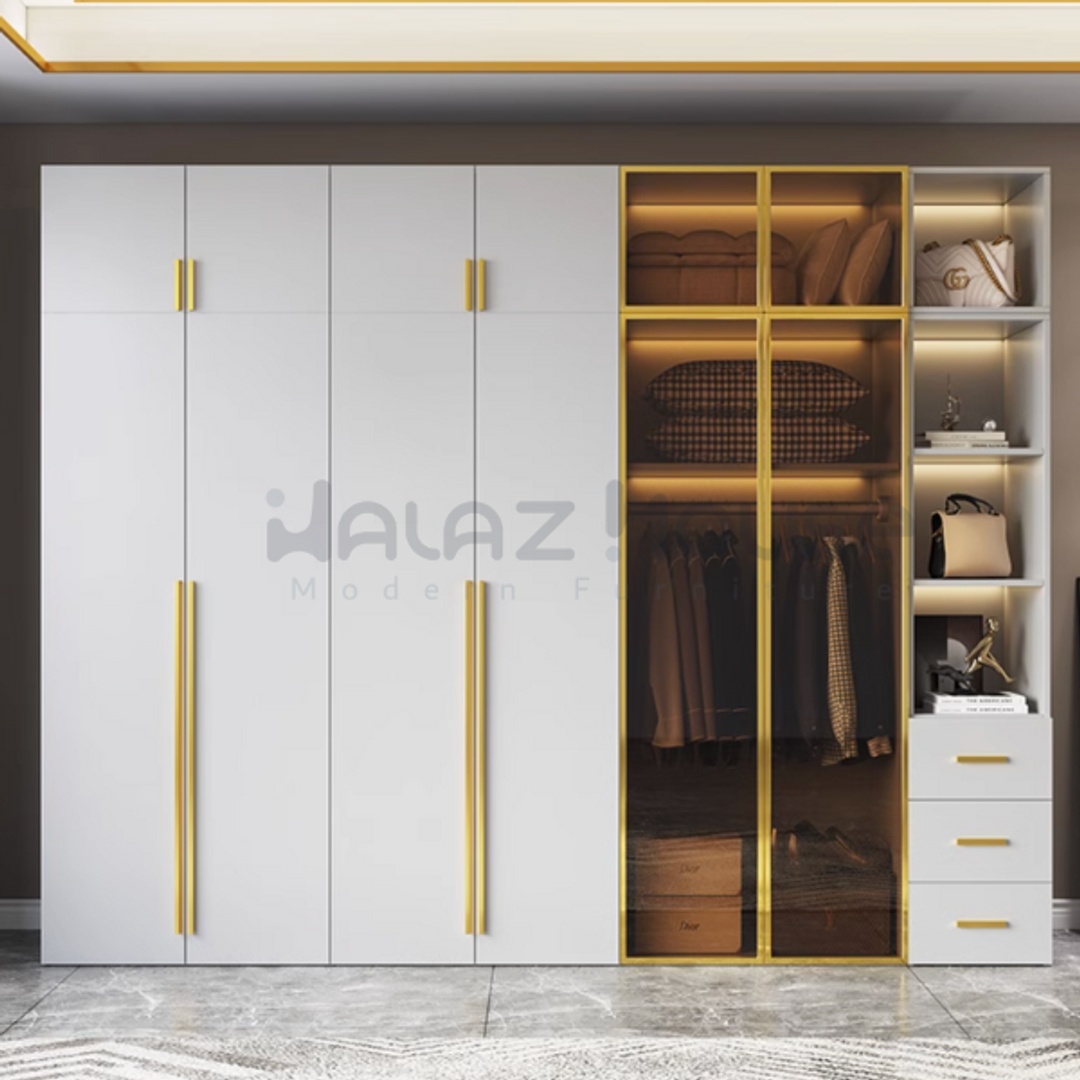 دولاب كبير حديث 7 درف - 240 سم - رمادي - Mzdss001