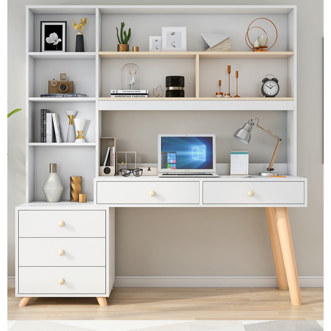 مكتب متعدد الأرفف والأدراج - 140 سم - بيج - Mzsd003