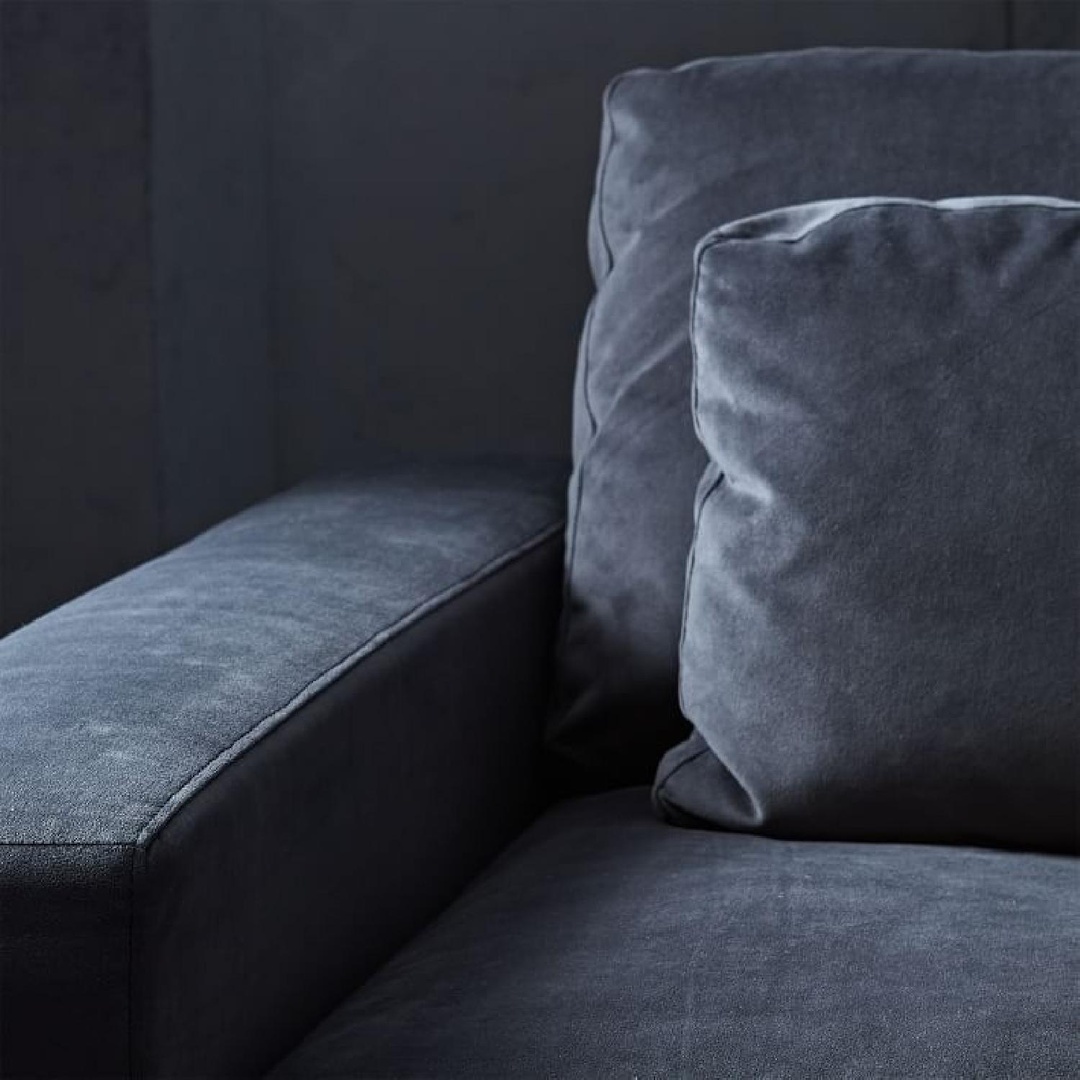أريكة غرفة معيشة بقماش قطيفة - 200 سم - رمادي غامق - Mzsf032