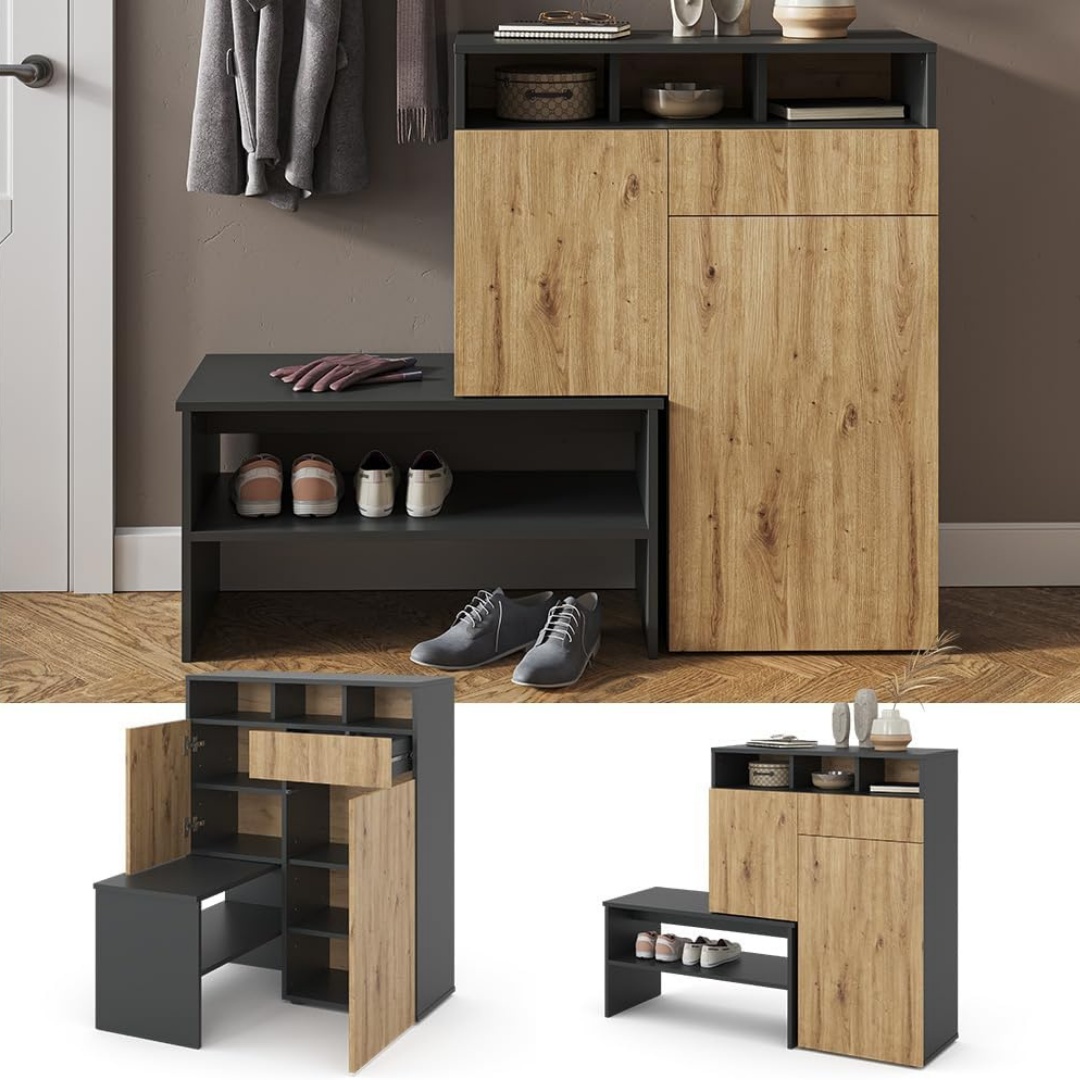 جزامة أحذية مع مقعد متحرك - 120 سم - أسود/بني - Mzsr080