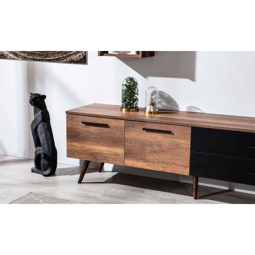 وحدة تلفزيون مودرن - 160 سم - بني/أسود - Mztv150