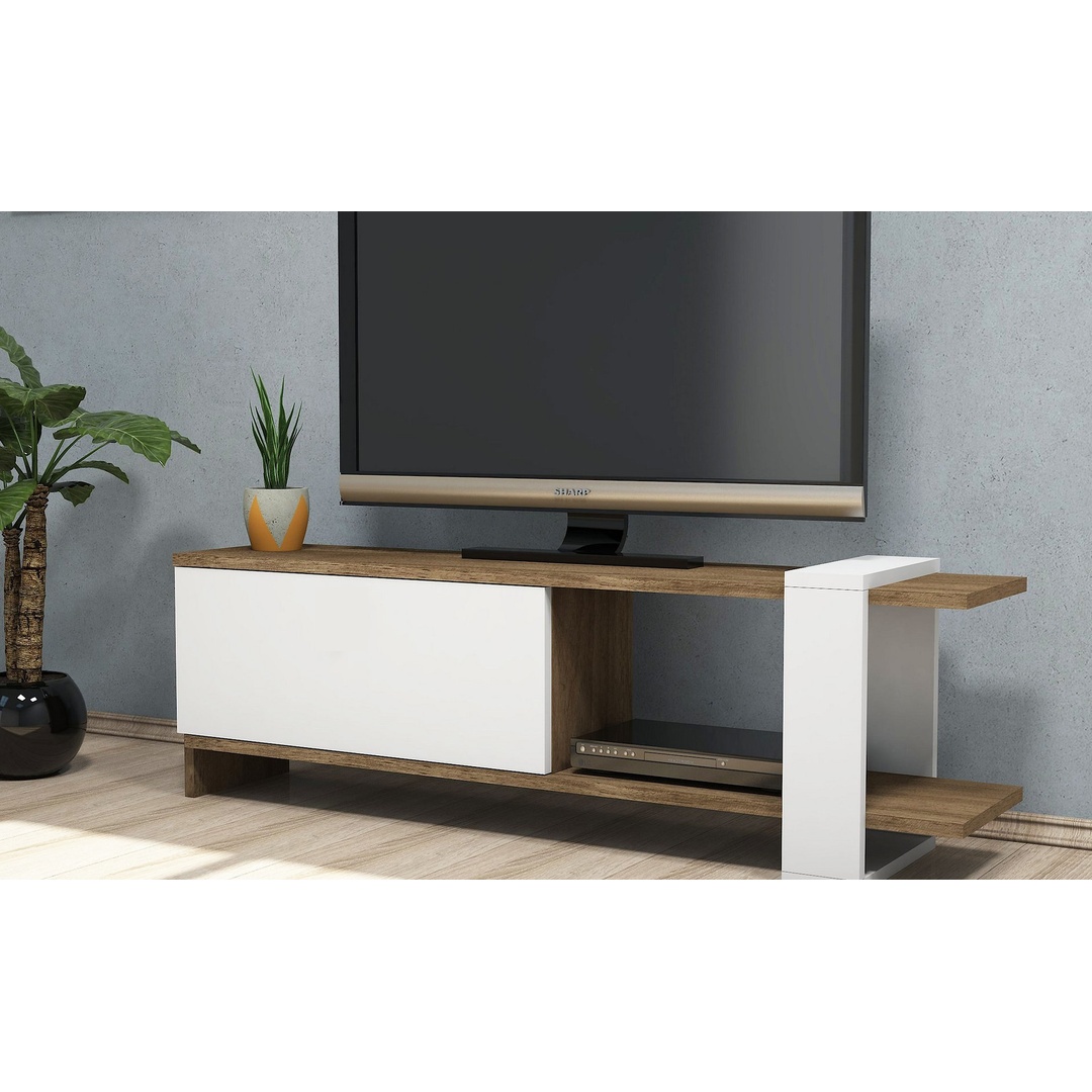 وحدة تلفزيون مودرن - 120 سم - أبيض/بيج - Mztv154