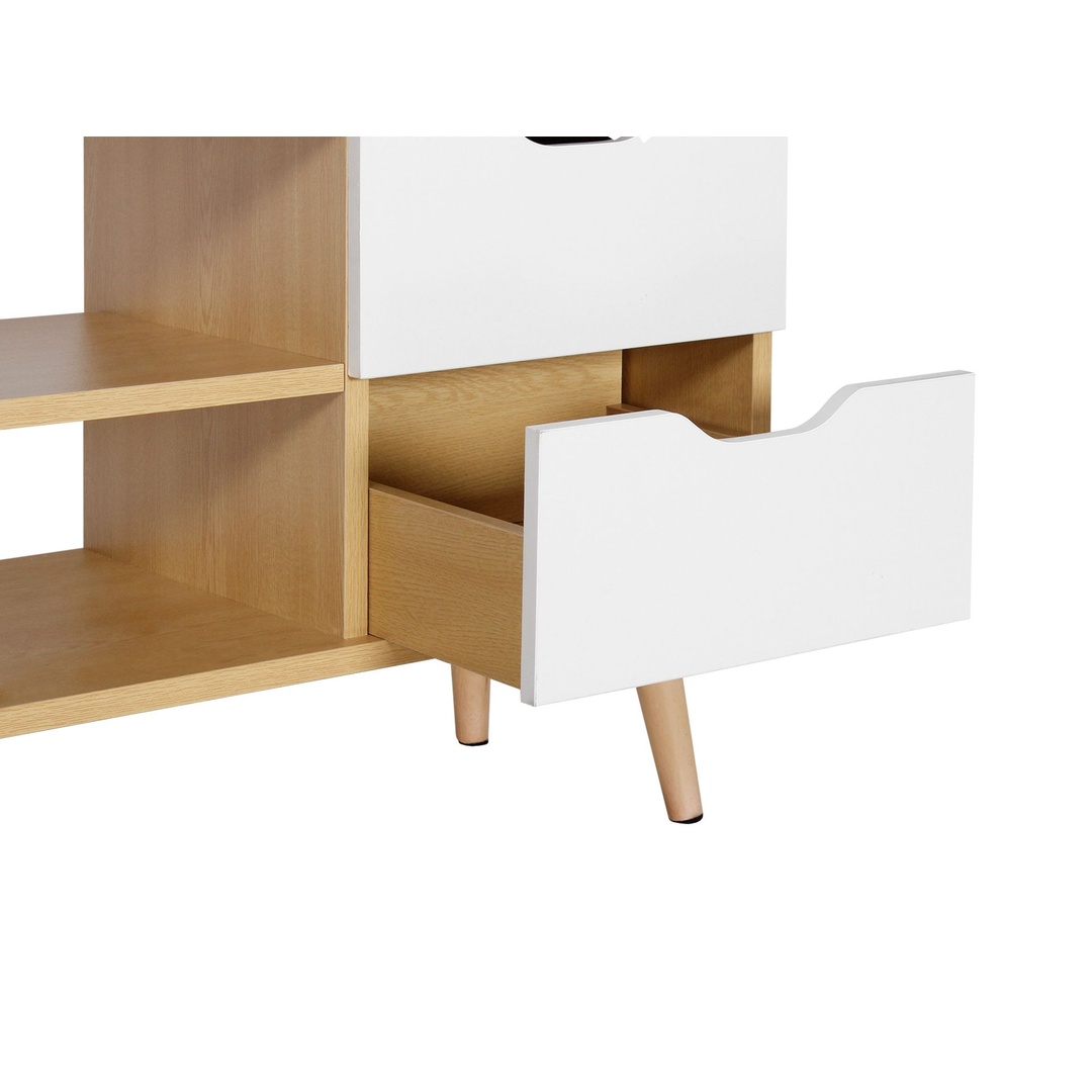 وحدة تلفزيون مودرن مع ادراج - 140 سم - ابيض/بيج - Mztv157