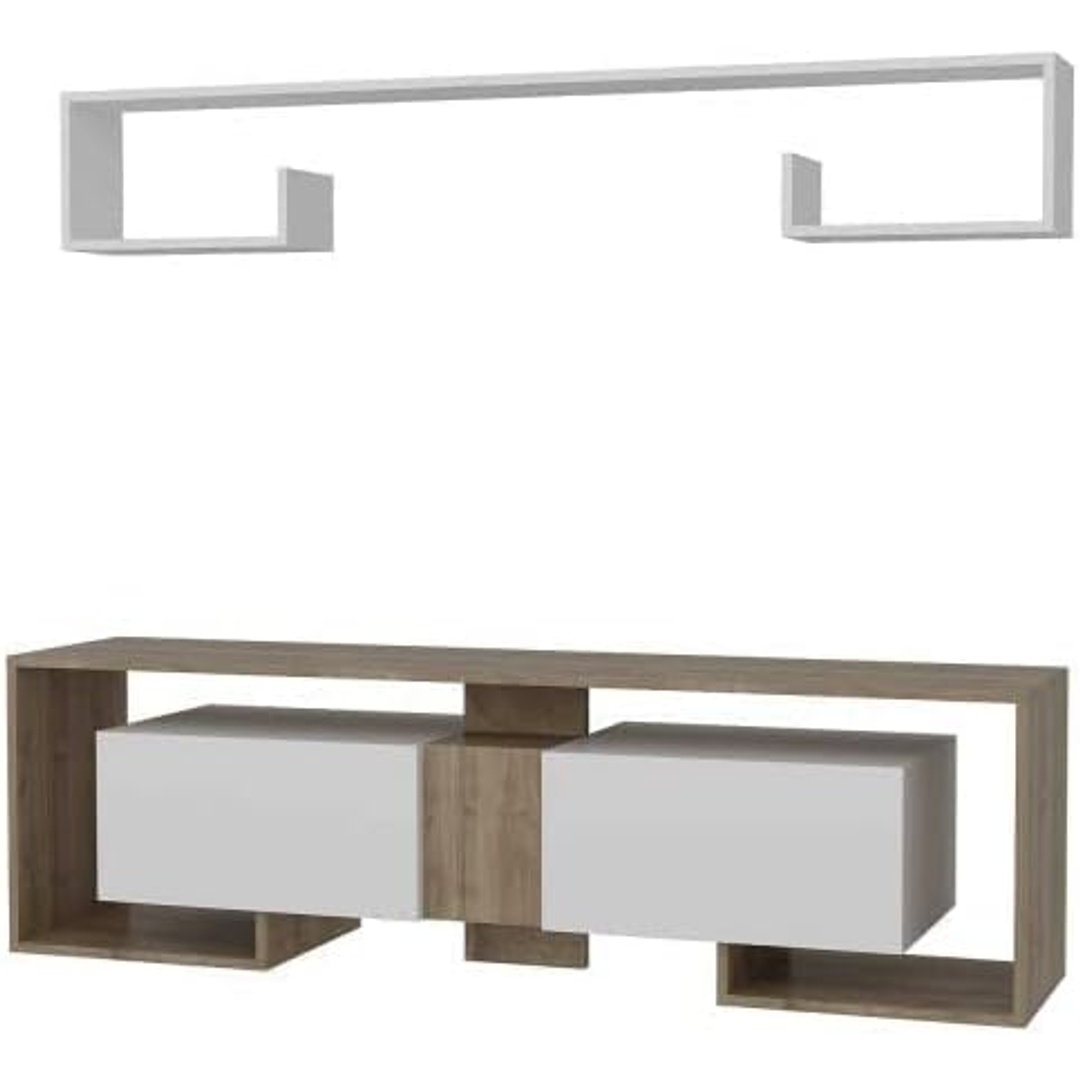 وحدة تلفزيون مودرن - 180 سم - ابيض/بني - Mztv208