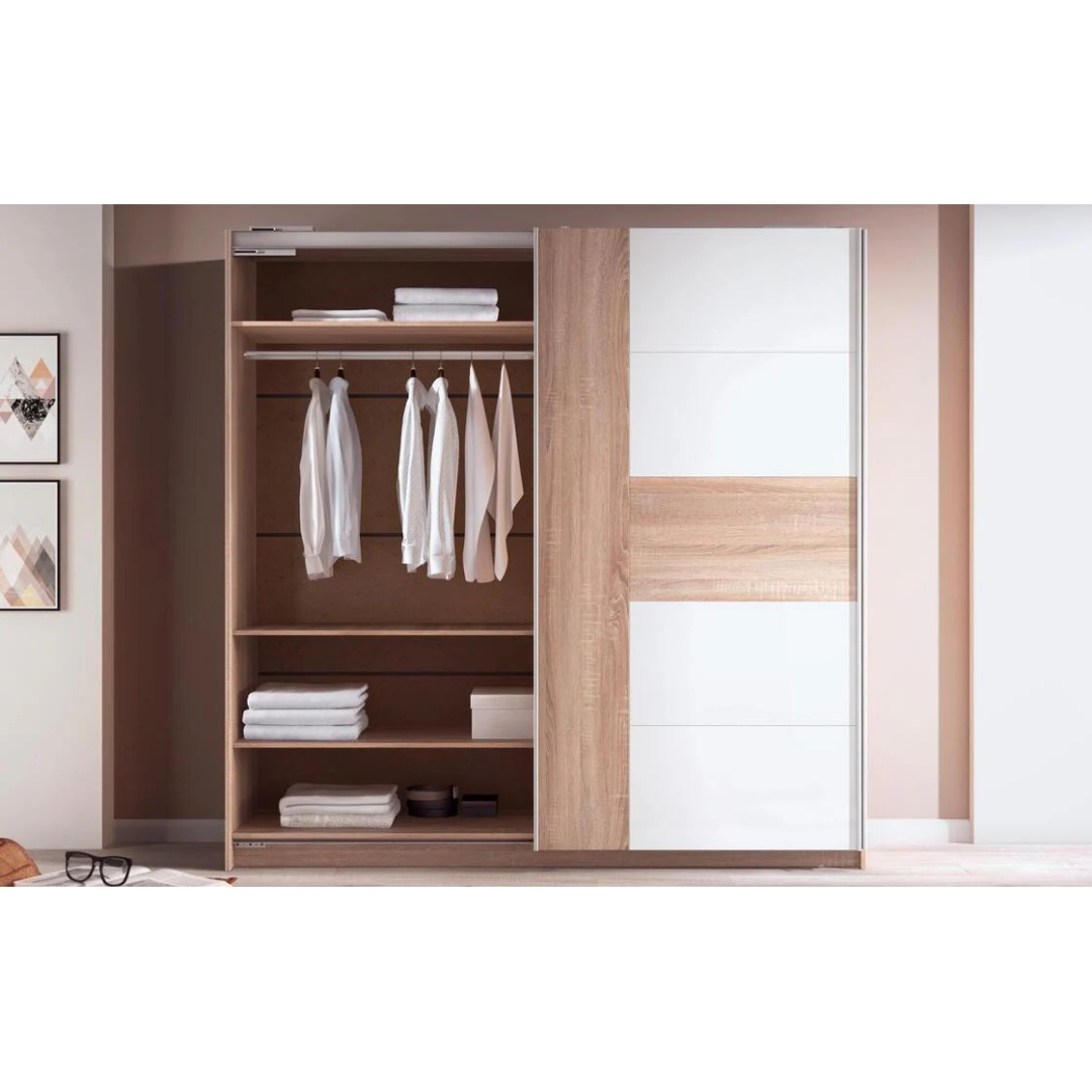 دولاب ملابس كبير باب جرار - 220 سم - بيج - Mzwd001