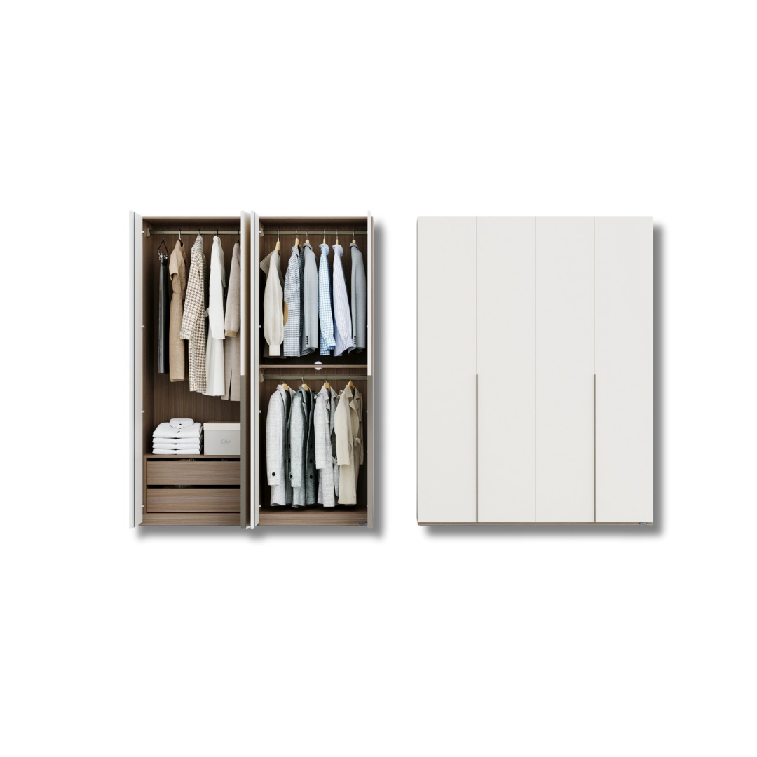 دولاب ملابس مودرن - 1.6 متر - أبيض - Mzwd018