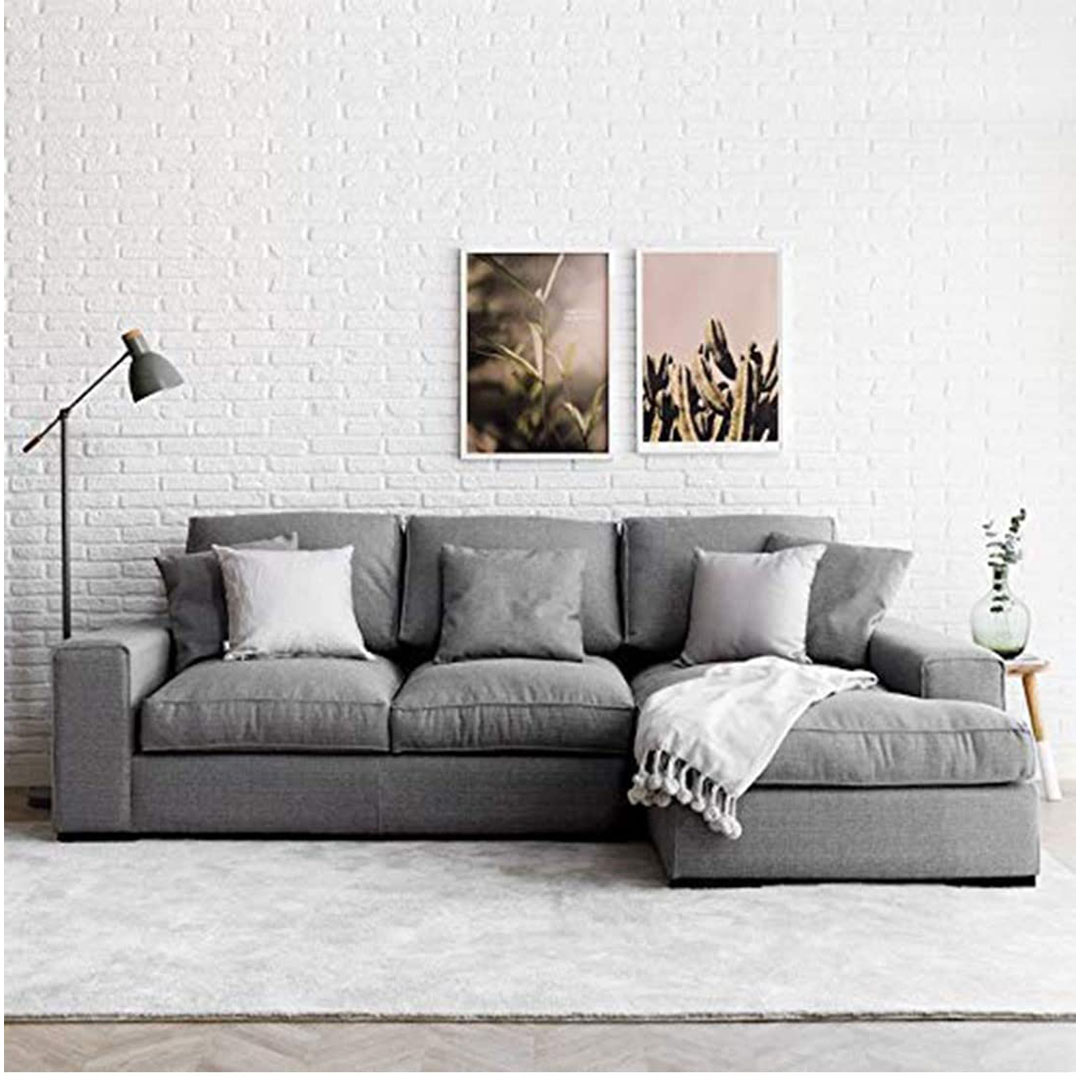 كنبة حرف L مودرن MZSC018 - رمادي