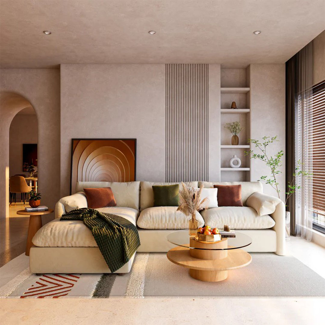 كنبة حرف L MZSC040 - بيج