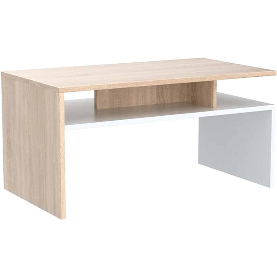 ترابيزة قهوة لامعة - 90 سم - بيج/أبيض - MZCT003