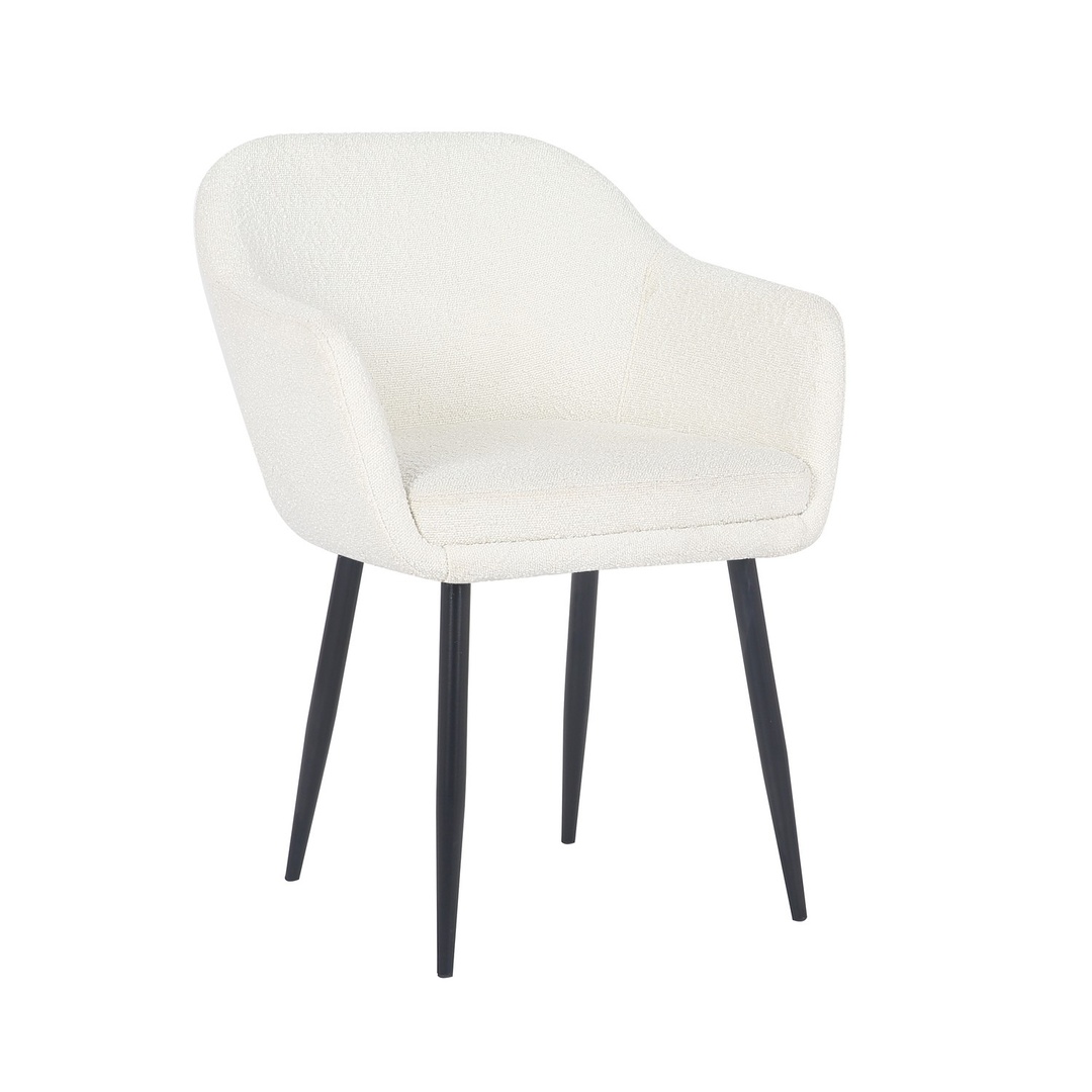 طقم ترابيزة طعام مع 6 كراسي من قماش البوكليه الكريمي - 180 سم - Mzdrs011