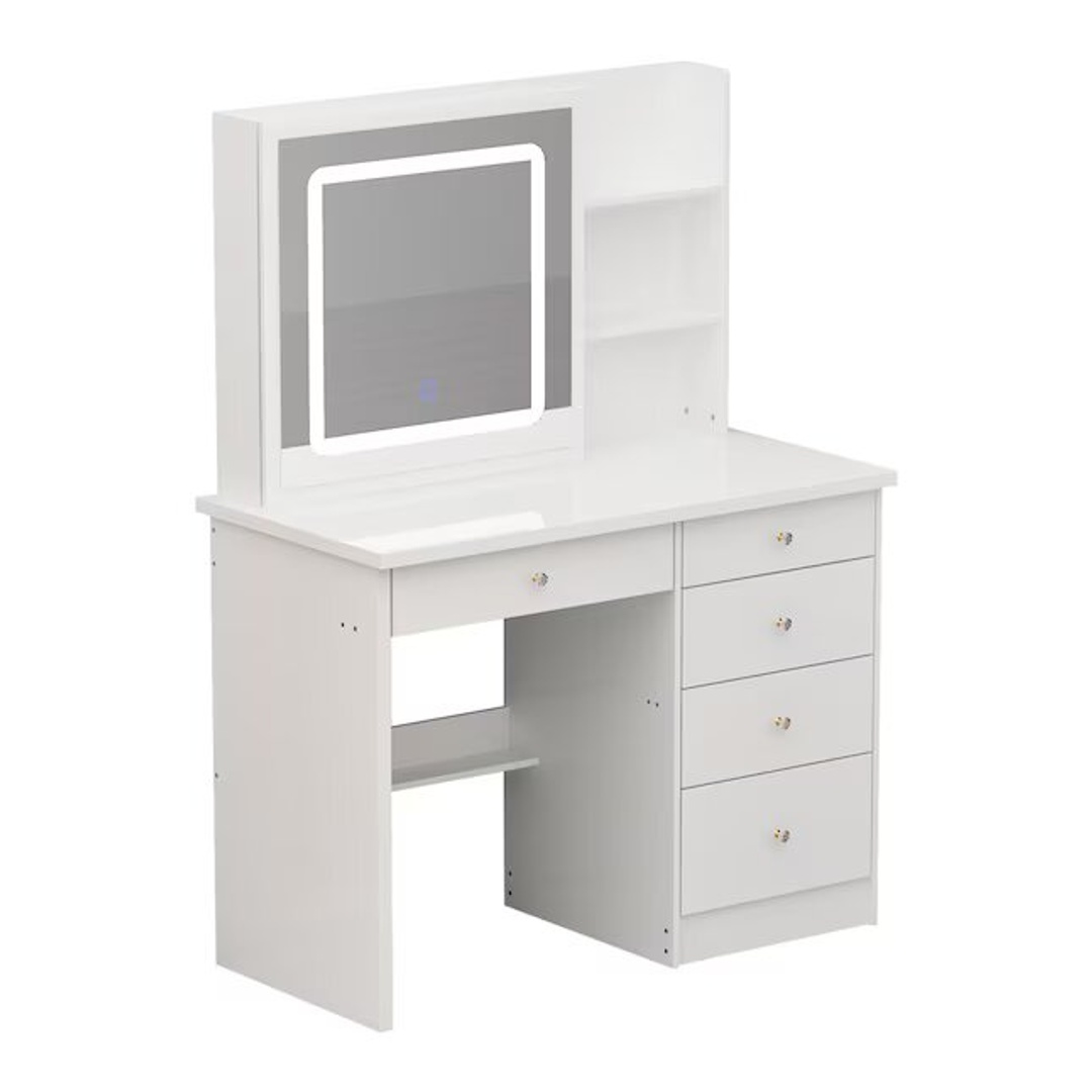 تسريحة كبيرة مع كرسي ومرايا - 140 سم - أبيض - Mzkv004