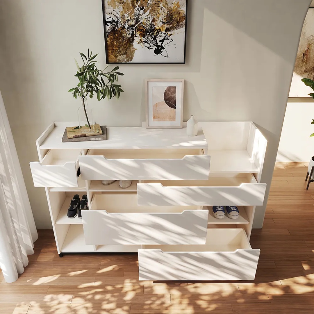 دولاب تخزين الأحذية - 120 سم - أبيض - Mzsr024