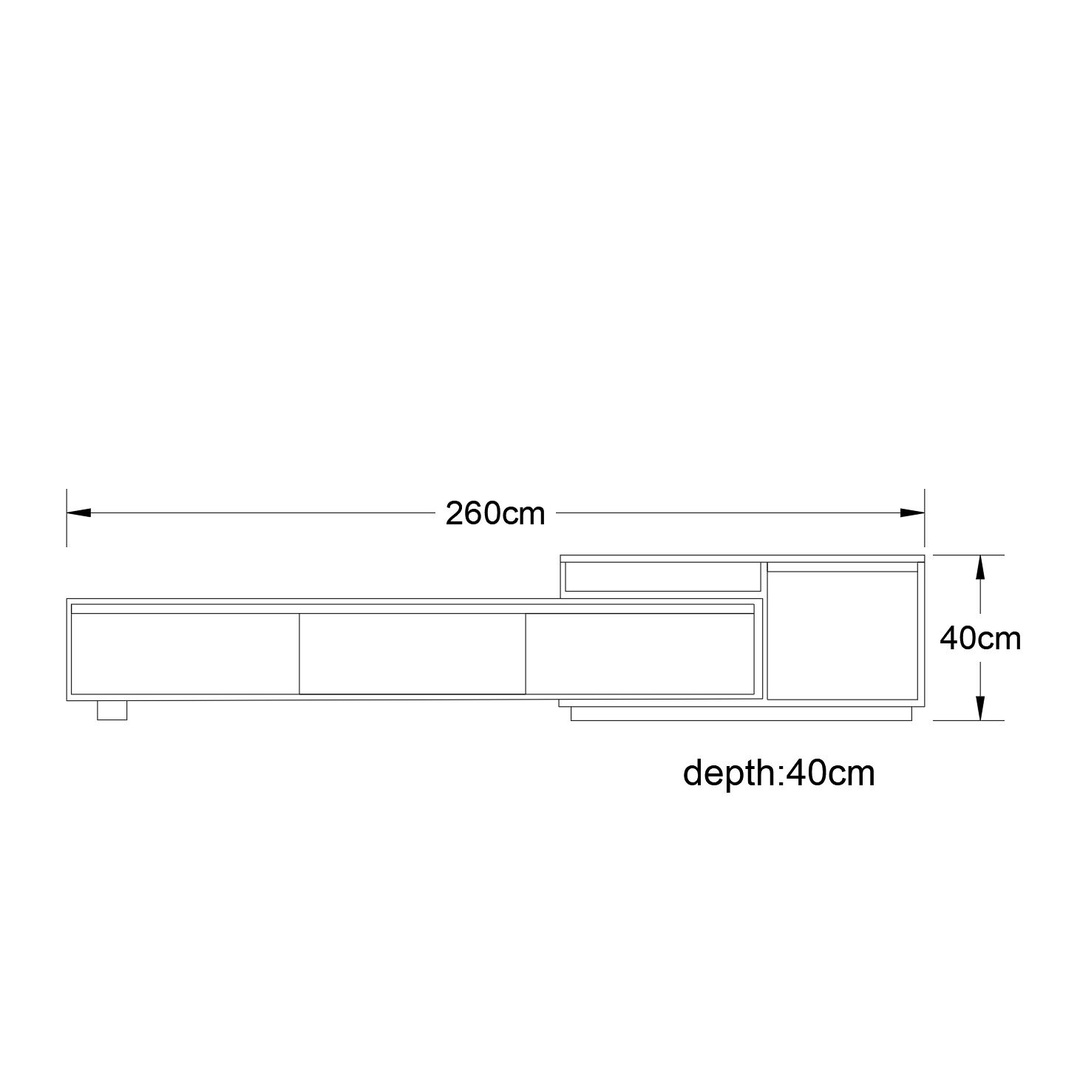 وحدة تلفزيون مودرن - 260 سم - أبيض/رمادي - Mztv06