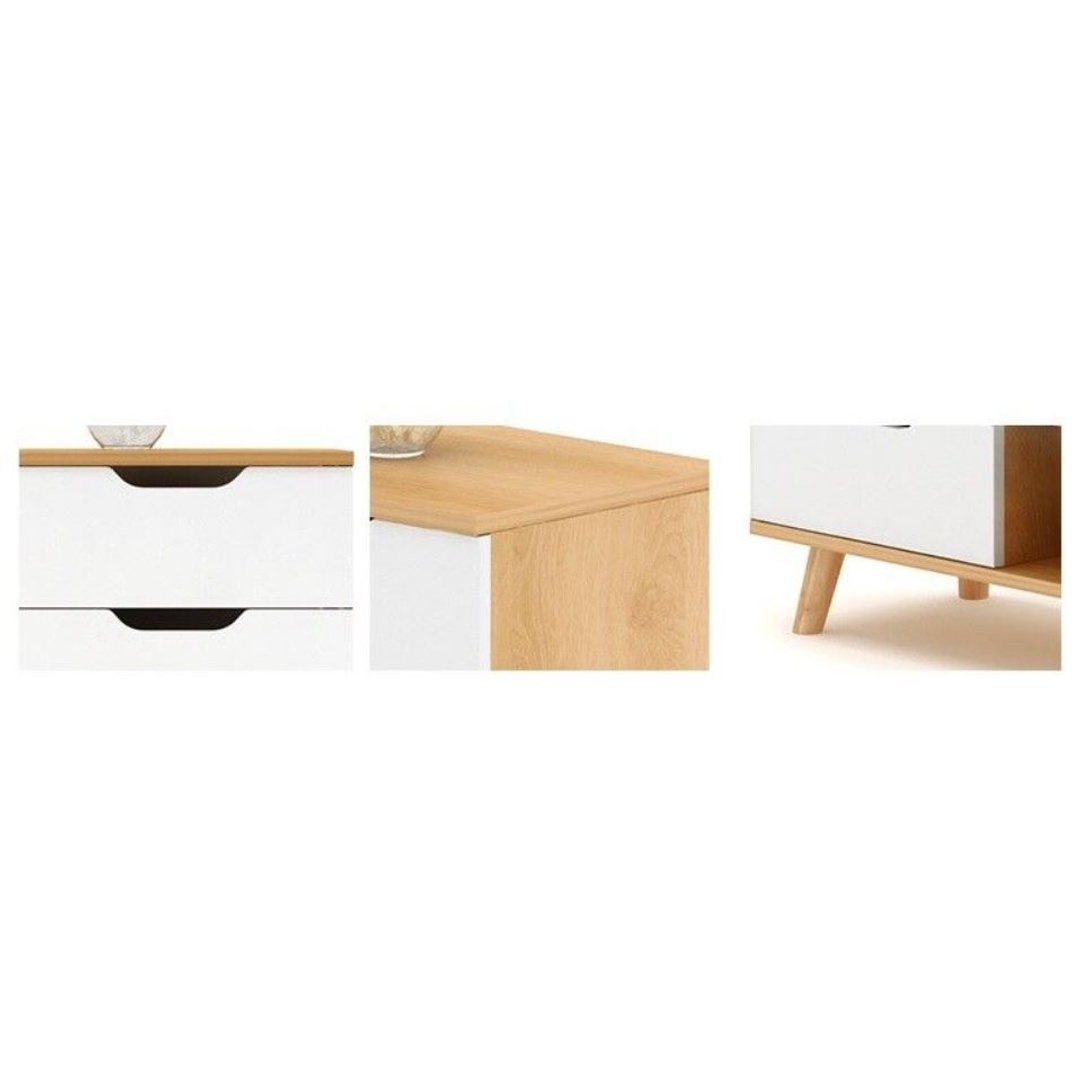 وحدة تلفزيون مودرن مع ادراج - 140 سم - ابيض/بيج - Mztv157