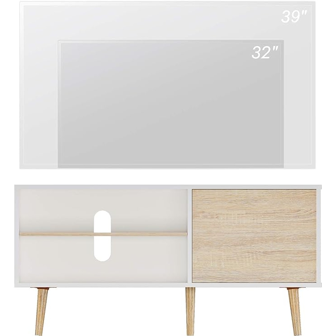 وحدة تلفزيون مودرن - 90 سم - أبيض/بيج - Mztv166