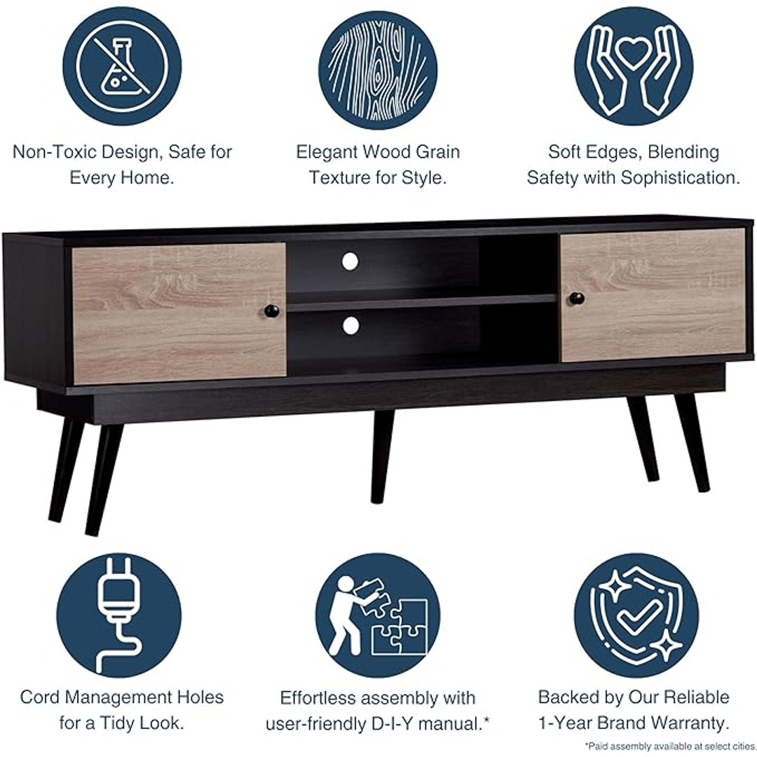 وحدة تلفزيون مودرن - 150 سم - أسود/بيج - Mztv201