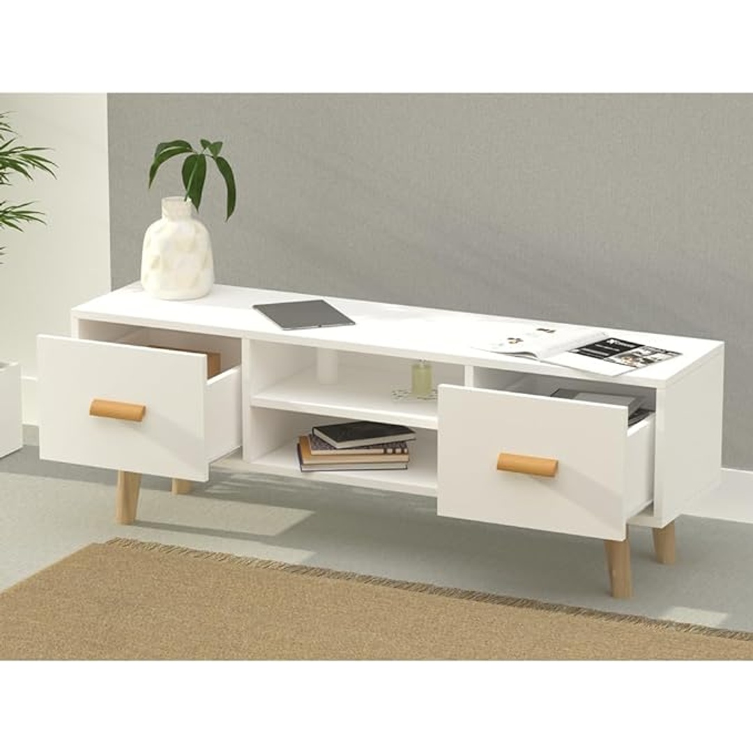 وحدة تلفزيون مودرن بأرجل - 120 سم - أبيض - Mztv209