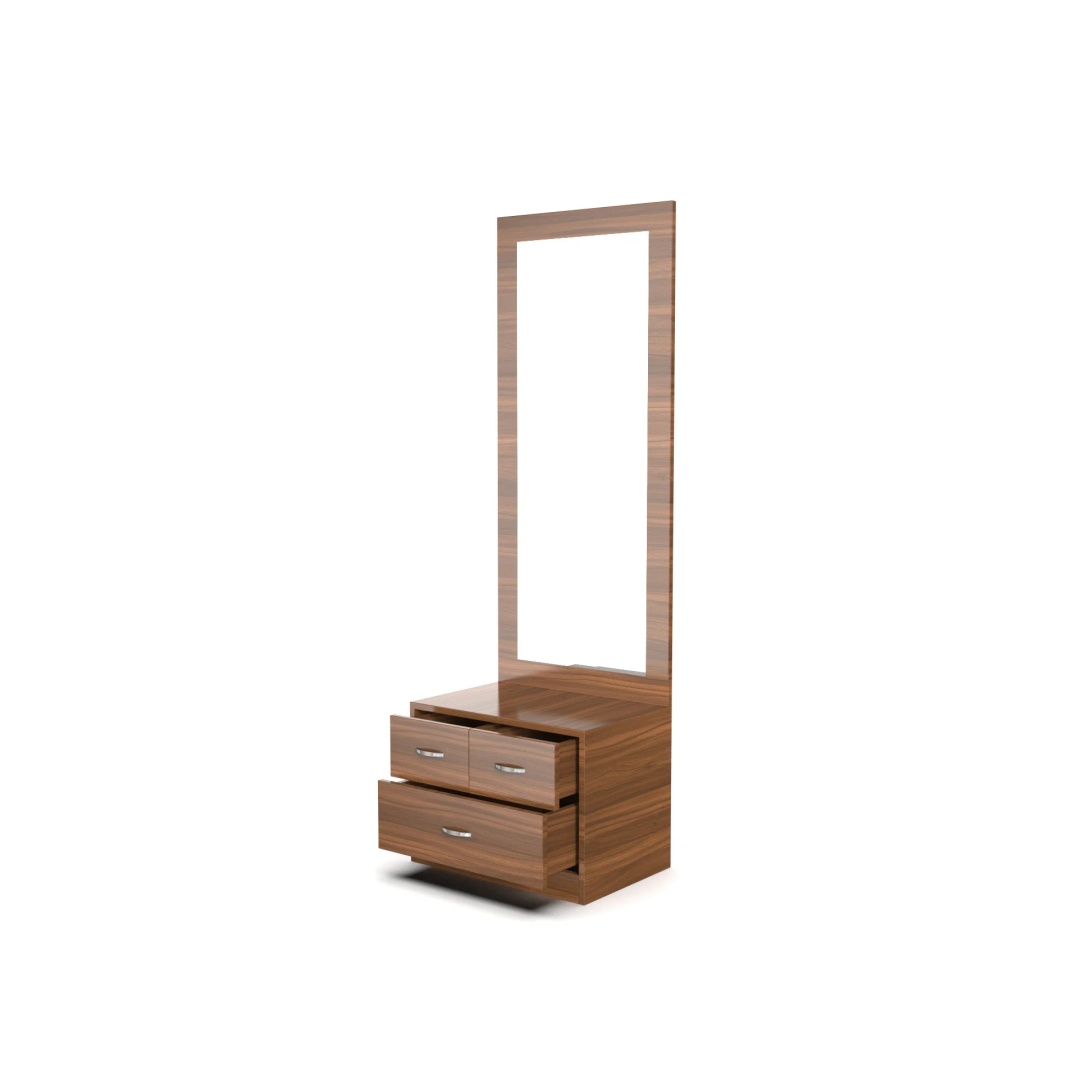 دولاب طويل مدمج بمرايا - 60 سم - بني - Mzou007