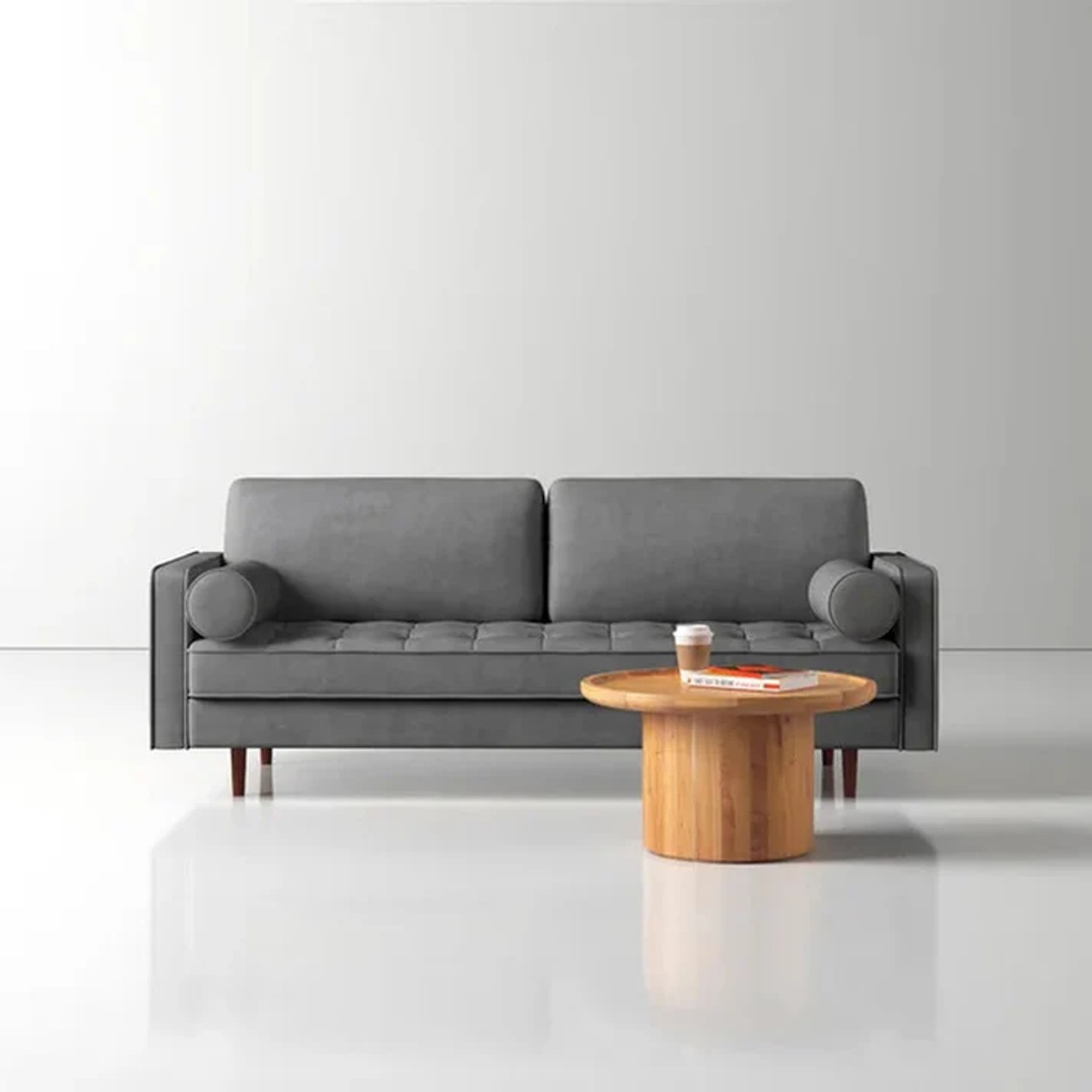 أريكة غرفة معيشة بقماش قطيفة - 220 سم - رمادي - Mzsf017