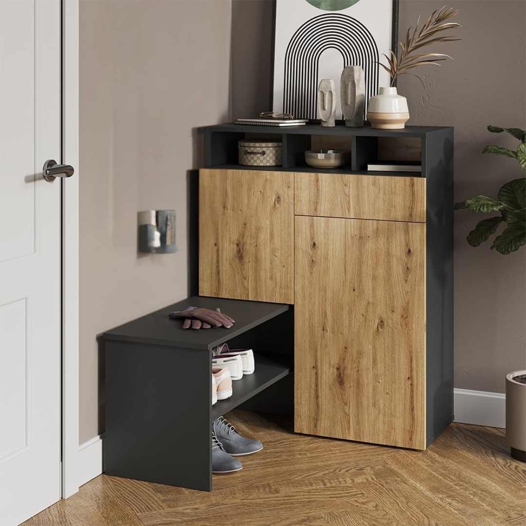 جزامة أحذية مع مقعد متحرك - 120 سم - أسود/بني - Mzsr080